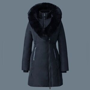 KAY Down coat with black fox fur Signature Mackage Collar